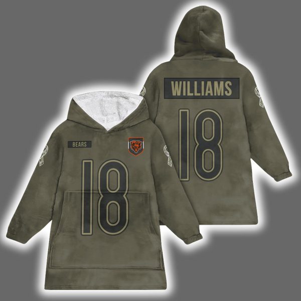 Bears Caleb Williams 18 Salute to Service Blanket Hoodie