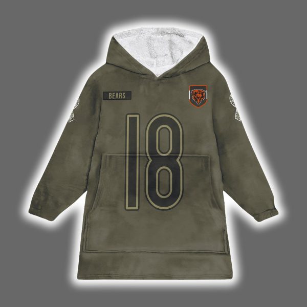 Bears Caleb Williams 18 Salute to Service Blanket Hoodie 2