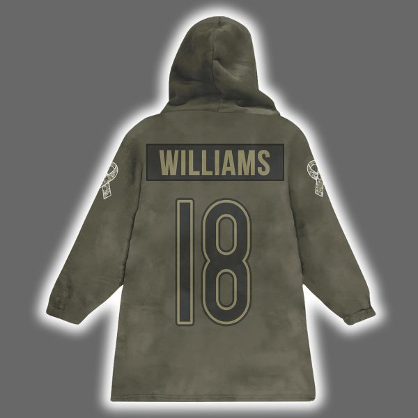 Bears Caleb Williams 18 Salute to Service Blanket Hoodie 3