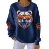 Bears Football Ribbed Pit Striped Sweatshirt 3