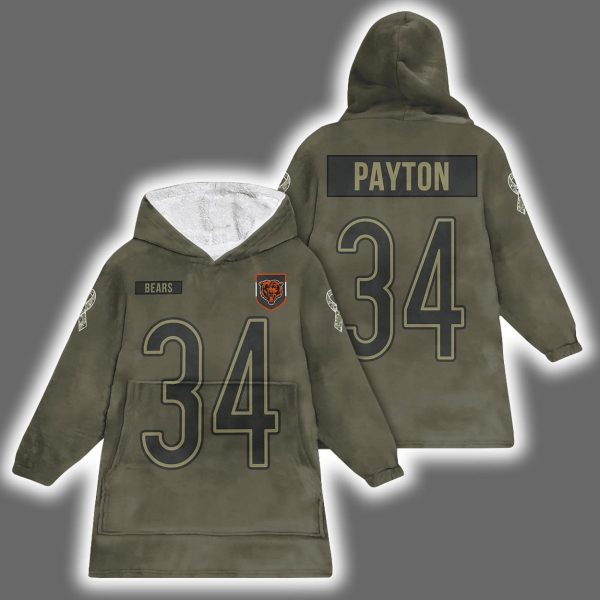 Bears Walter Payton 34 Salute to Service Blanket Hoodie