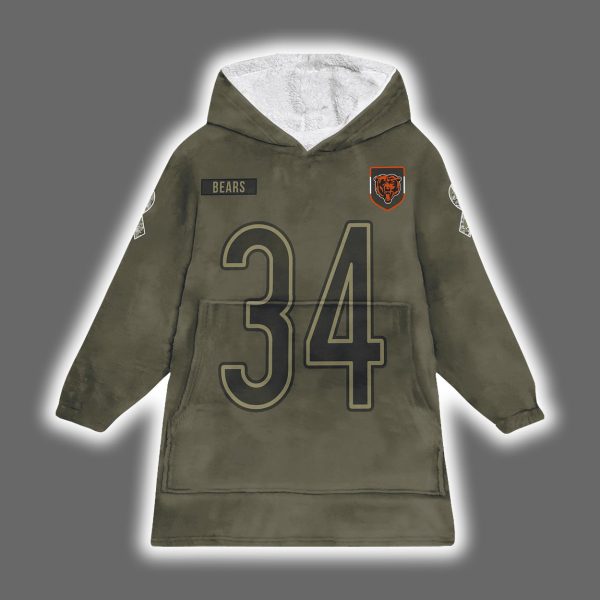 Bears Walter Payton 34 Salute to Service Blanket Hoodie 2