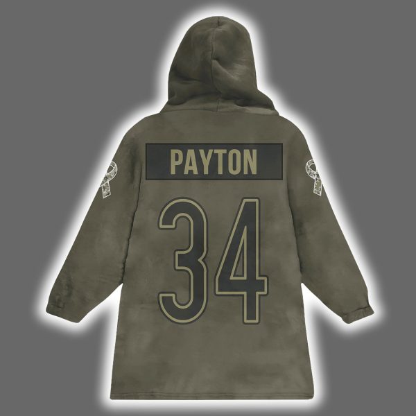 Bears Walter Payton 34 Salute to Service Blanket Hoodie 3