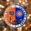 Bears x Cubs Christmas Circle Ceramic Ornament 2