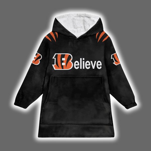 Bengals Believe Burrow 9 Blanket Hoodie 2