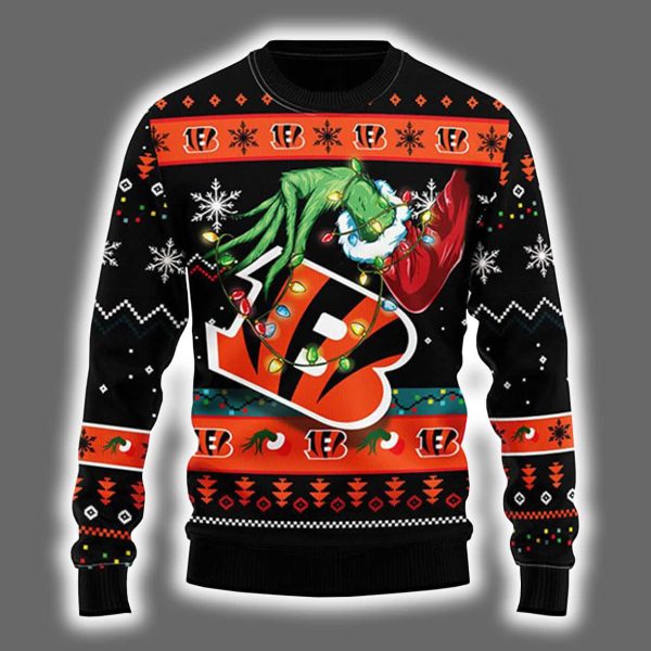 Bengals Grnch Hand Ugly Christmas Sweater 2