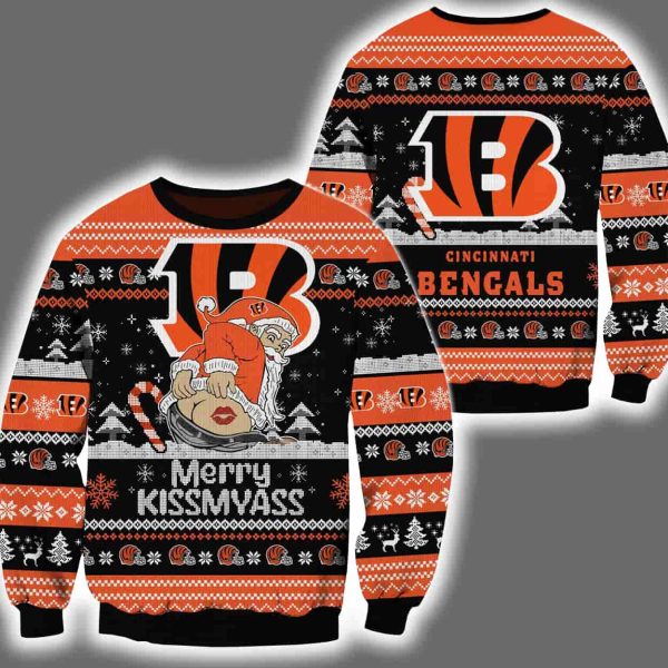 Bengals Merry Kissmyass Santa Claus Ugly Christmas Sweater