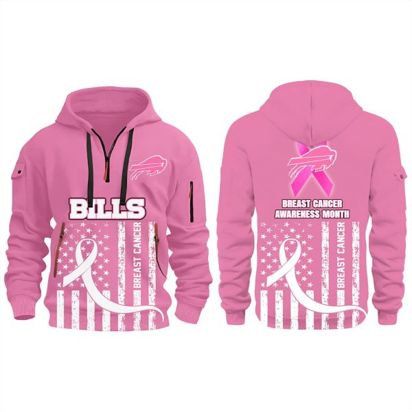 Bills 2025 Breast Cancer Awareness Month Quarter Zip Hoodie