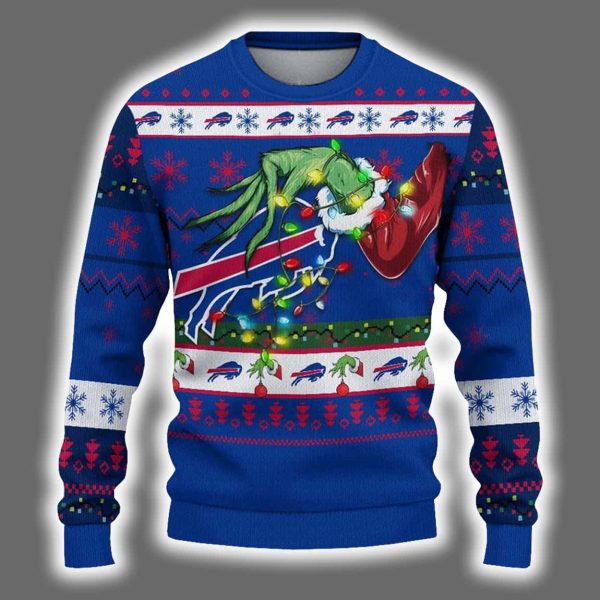 Bills Grnch Hand Ugly Christmas Sweater 2