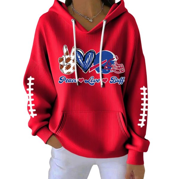 Bills Peace Love Buff Pit Striped Hoodie