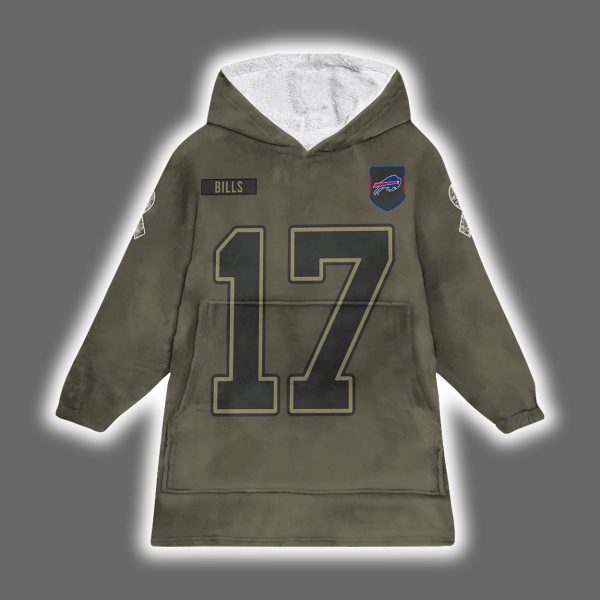 Bills Josh Allen 17 Salute to Service Blanket Hoodie 2