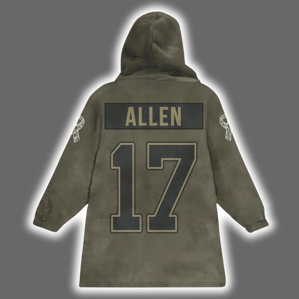 Bills Josh Allen 17 Salute to Service Blanket Hoodie 3