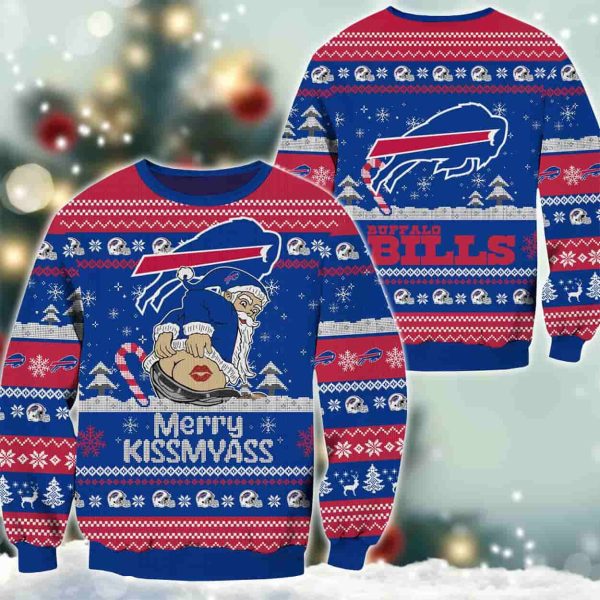 Bills Merry Kissmyass Santa Claus Ugly Christmas Sweater 2