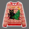 Black Cat Destroys Christmas Tree Ugly Christmas Sweater 2