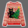 Black Cat Destroys Christmas Tree Ugly Christmas Sweater 3