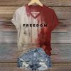 Bloody Freedom Charlie Kirk Print V Neck T Shirt 2