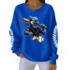 Blue Jays Baseball Print Casual Ribbed Sweatshirt