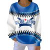 Blue Jays Baseball Print Ribbed Pit Striped Sweatshirt