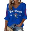 Blue Jays Baseball World Series 2025 Print Waffle V-Neck T-shirt