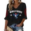 Blue Jays Baseball World Series 2025 Print Waffle V Neck T shirt 3