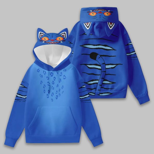 Blue Tiger Halloween Costume Ear Hoodie
