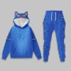 Blue Tiger Halloween Costume Ear Hoodie