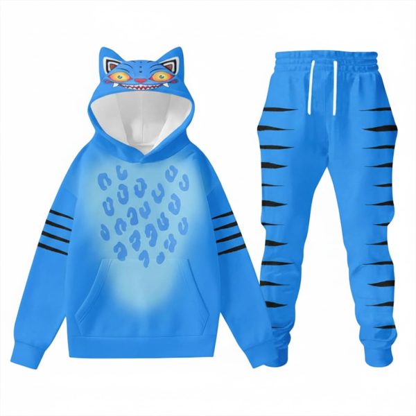 Blue Tiger Kpop Costume Ear Halloween Hoodie Joggers
