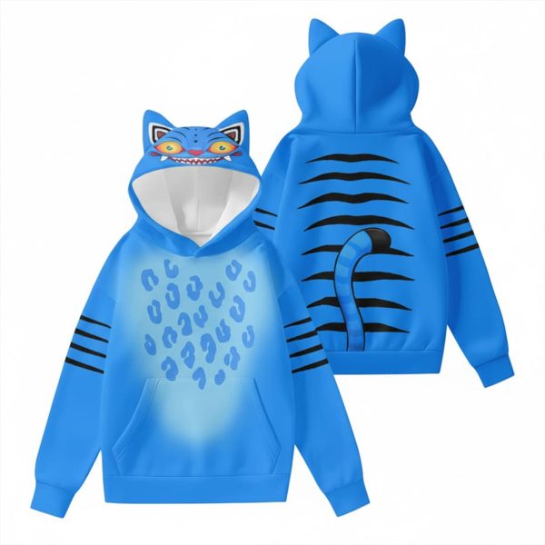 Blue Tiger Kpop Costume Ear Halloween Hoodie Joggers 2