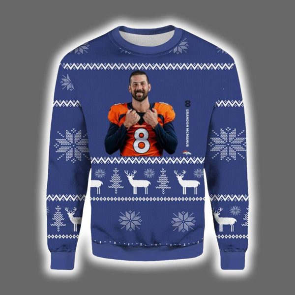Brandon McManus Player Of The Week Broncos Ugly Christmas Sweater