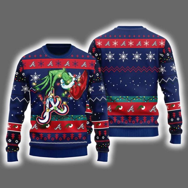 Braves Grnch Hand Ugly Christmas Sweater