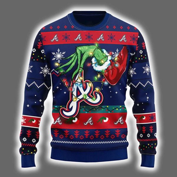 Braves Grnch Hand Ugly Christmas Sweater 2