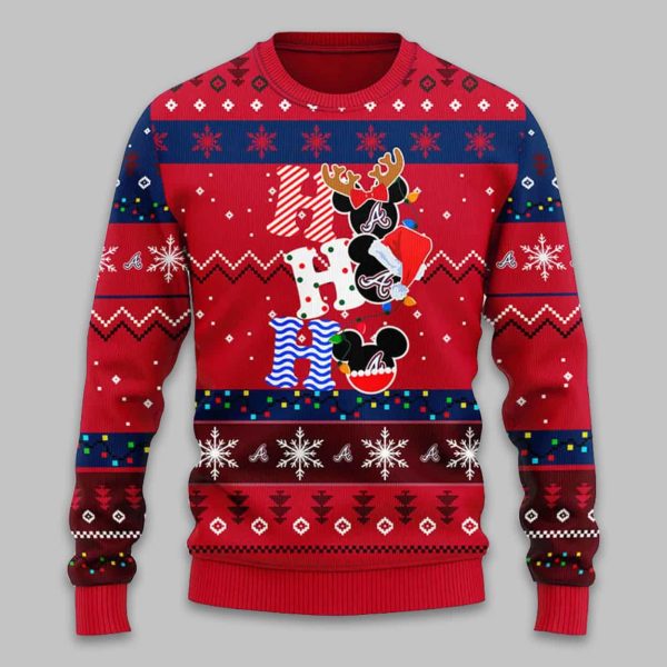 Braves HoHoHo Mickey Christmas Ugly Sweater