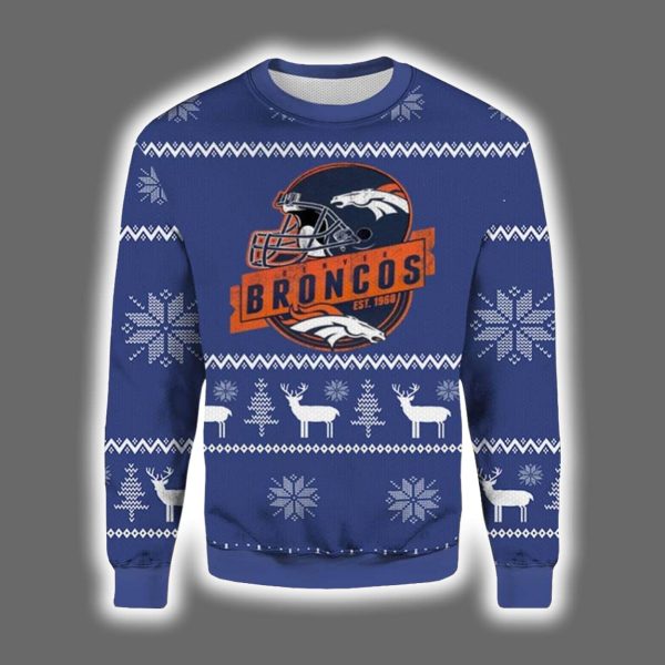 Broncos EST 1960 Ugly Christmas Sweater