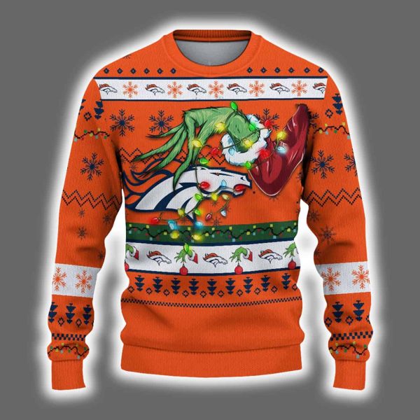 Broncos Grnch Hand Ugly Christmas Sweater 2