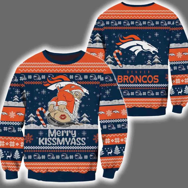 Broncos Merry Kissmyass Santa Claus Ugly Christmas Sweater