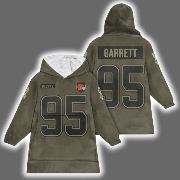 Browns Myles Garrett 95 Salute to Service Blanket Hoodie