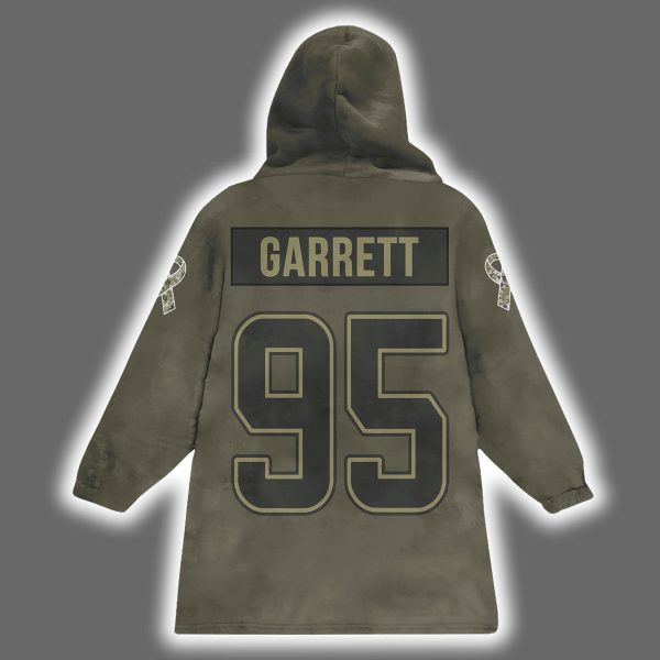 Browns Myles Garrett 95 Salute to Service Blanket Hoodie 3