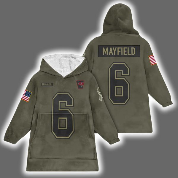 Buccaneers Baker Mayfield 6 Salute to Service Blanket Hoodie