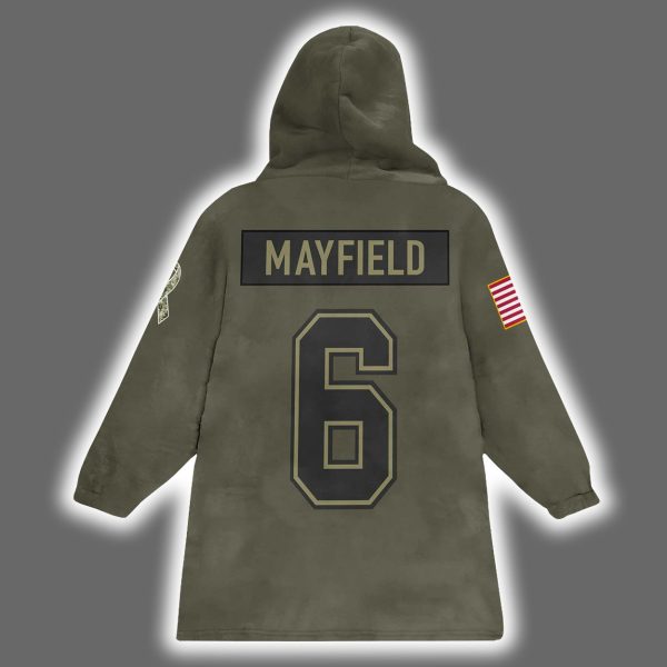 Buccaneers Baker Mayfield 6 Salute to Service Blanket Hoodie 3