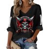 Buccaneers Football Print Waffle Long Sleeve T Shirt 2