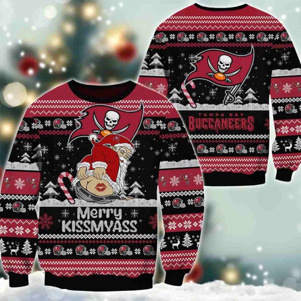 Buccaneers Merry Kissmyass Santa Claus Ugly Christmas Sweater 2