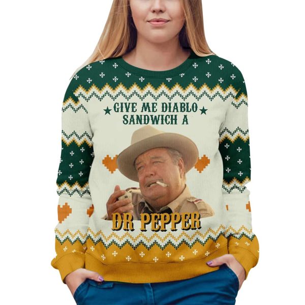 Buford T Justice Diablo Sandwich A Dr Pepper Ugly Christmas Sweater 3