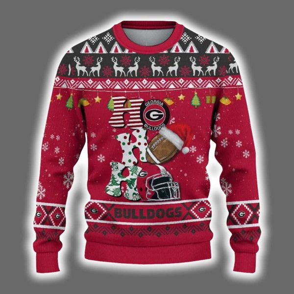 Bulldogs Football HO HO HO Ugly Christmas Sweater 2