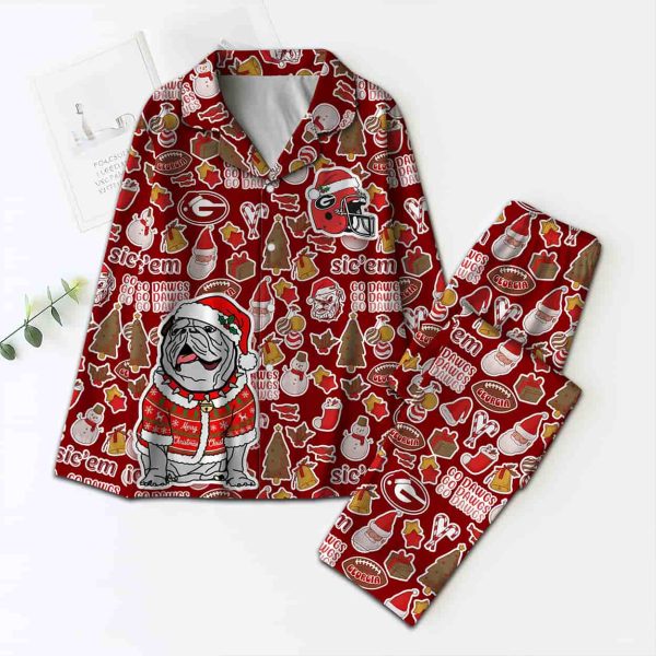 Bulldogs Go Dawgs Christmas Pajamas Set 2