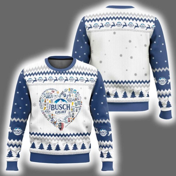 Busch Light Heart Ugly Christmas Sweater