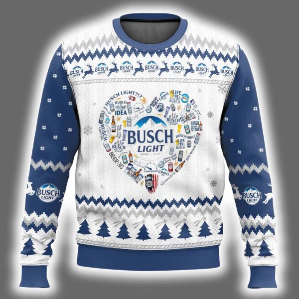 Busch Light Heart Ugly Christmas Sweater 2