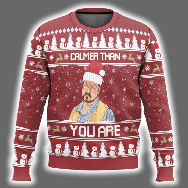 Calmer Than You Are The Big Lebowsk Ugly Christmas Sweater 2