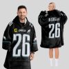 Captain Saquon Barkley 26 Philadelphia Football Unisex Blanket Hoodie 3