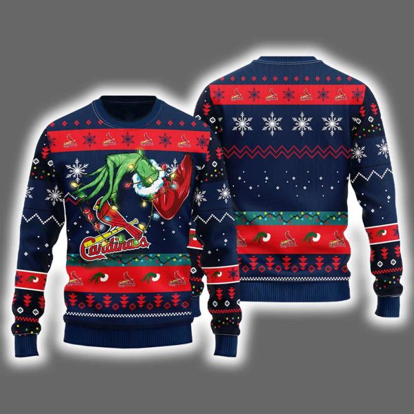 Cardinals Grnch Hand Ugly Christmas Sweater