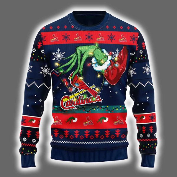 Cardinals Grnch Hand Ugly Christmas Sweater 2